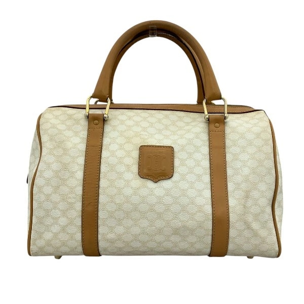 セリーヌ マカダム ホワイト×ブラウン ミニボストン バッグ ボストンバッグ レディース【中古】