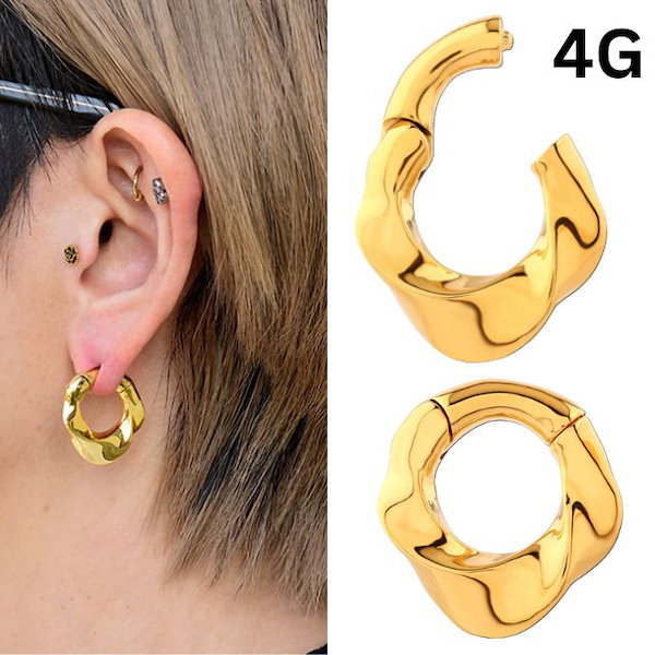 Qoo10] リングピアス 4G ゴールド スパイラル