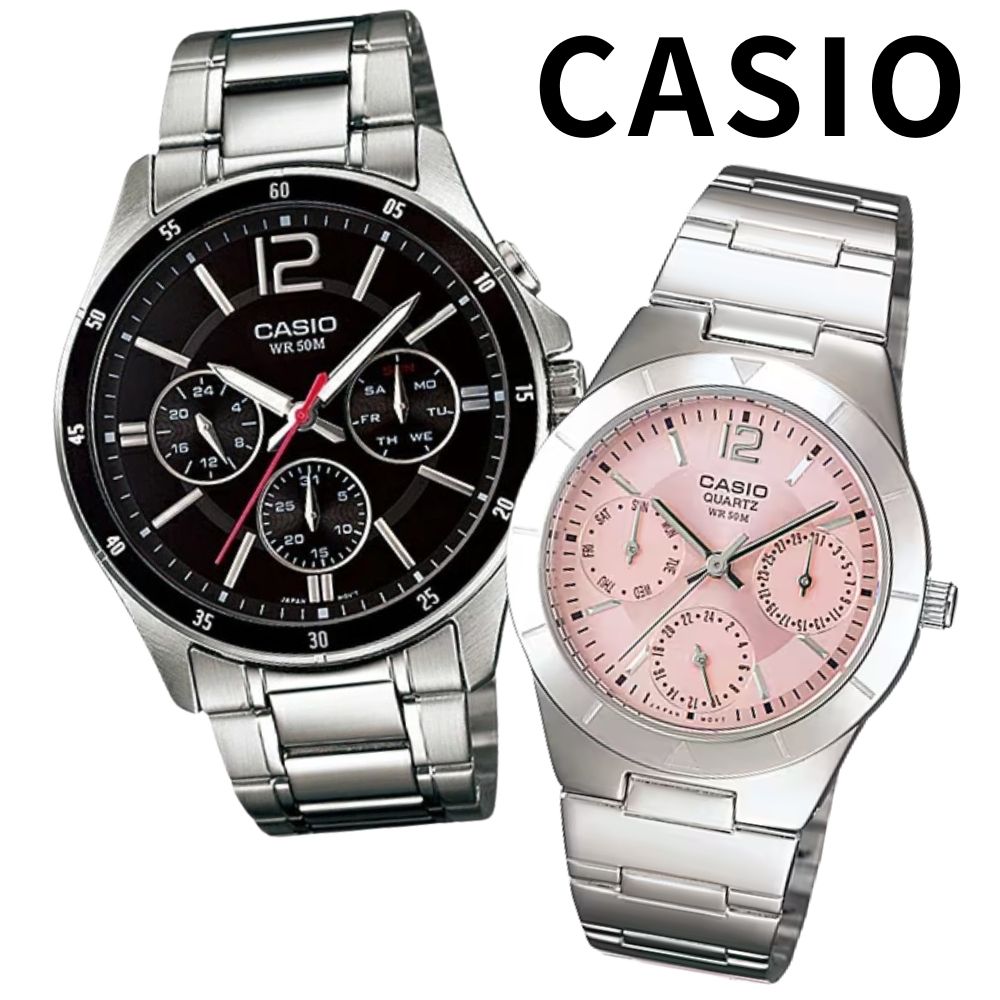 カシオ ペアウォッチ 腕時計 ステンレスベルト お揃い ユニセックス メンズ レディース ペアセット ブラック ピンク 日付 曜日表示 カップル 親子ペア プレゼント ギフト ペアギフト CASIO 19,832円