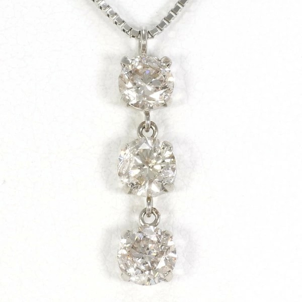 PT850 プラチナ ネックレス ダイヤ 1.00 鑑別書 約45cm ジュエリー 中古