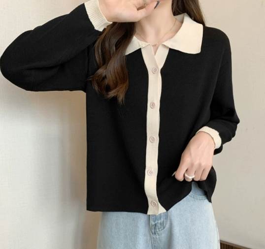 トップス カーディガン 袖あり 長袖 襟付き ストレート 大人可愛い きれいめ シンプル カジュアル 上品 おしゃれ お洒落 大人女子 キュート ガーリー エレガント 無地 春 秋 20代 30代 4