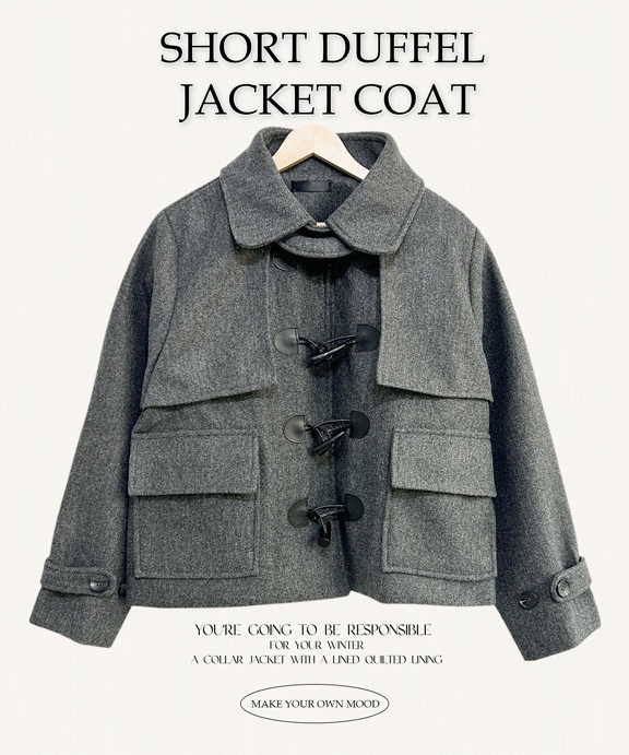 アバンフィット ビッグ カラ トッポッキ 毛織 ショート ダッフル コート ジャケット