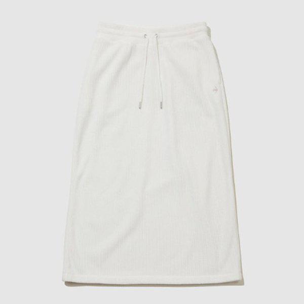 女性ルーズフィットベルデュロイスカートミディアム丈アイボリーQQ422OSKO3-IVY