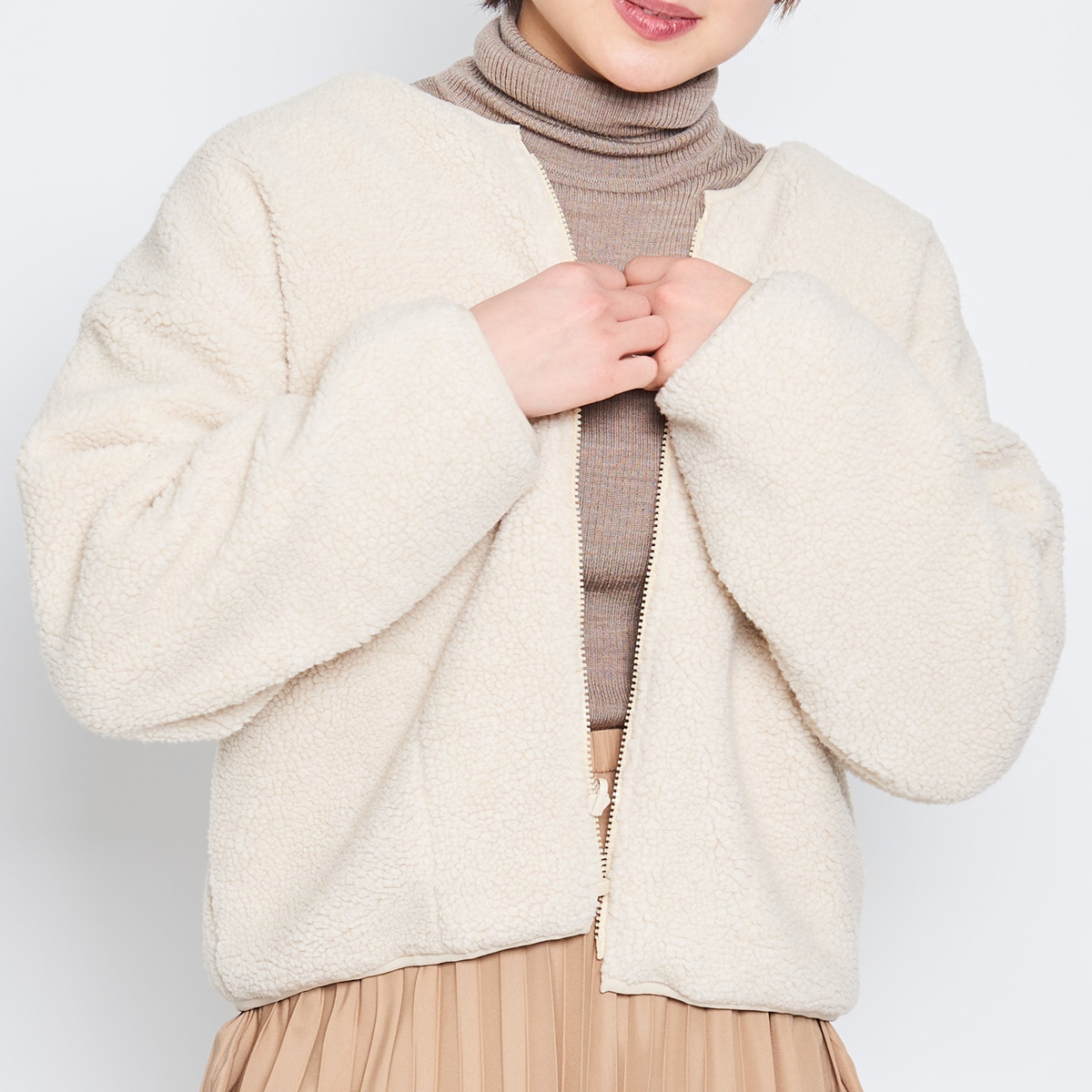 リバーシブルボアキルティングブルゾン