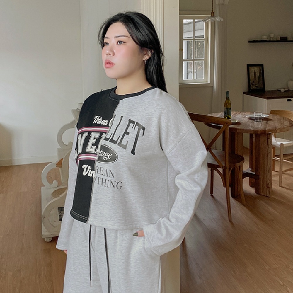 (JSTYLEのイーブレット) EVLET ヴィーナンズリ起毛ハープレタリングスウェットシャツ JSTYLE