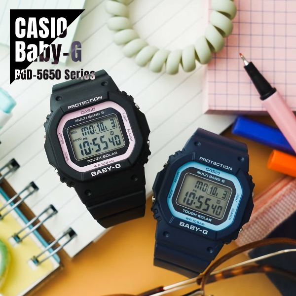 【即納】 国内正規品 CASIO カシオ Baby-G ベビーG 電波受信 タフソーラー BGD-5650-1BJF / BGD-5650-2JF ブラック×ピンク／ブルー×ブルー 腕時計 レディース 13,365円