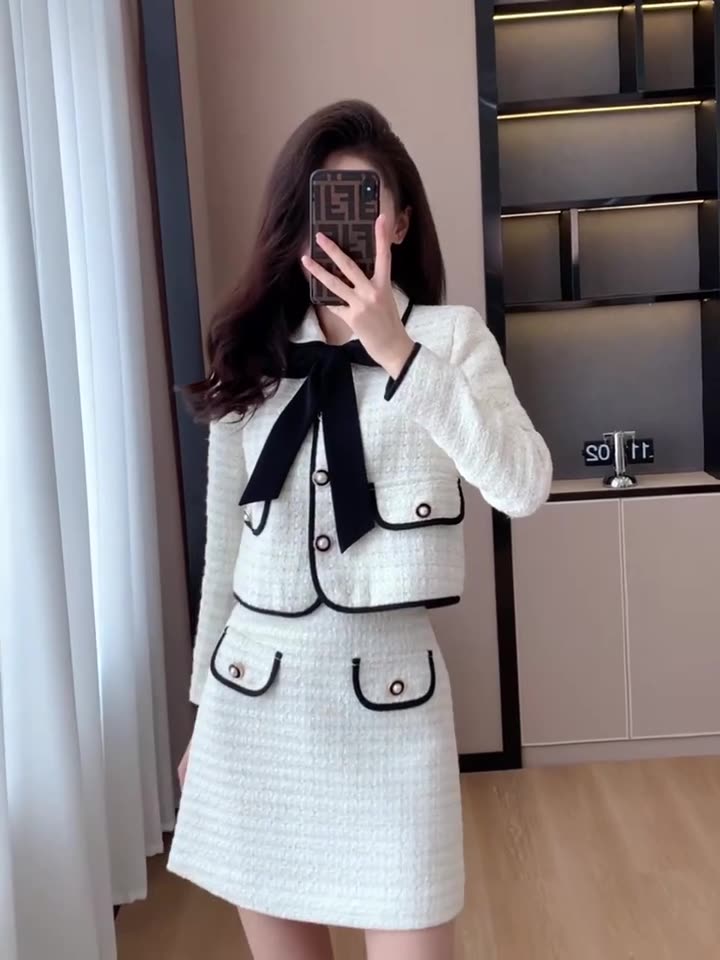 セットアップ 秋 新作 高級感 小柄 スカート 二点セット