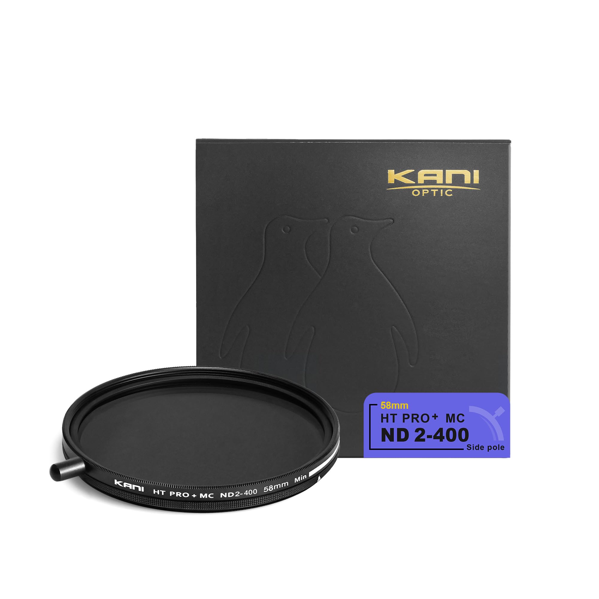 KANI 58mm 可変NDフィルター HT PRO+ MC ND2-400 減光効果最大8 2/3絞り分 着脱式調整用ノブ付 高濃度時X状ムラ抑制 低反射 撥水 撥油 防汚 ナノコーティング 809
