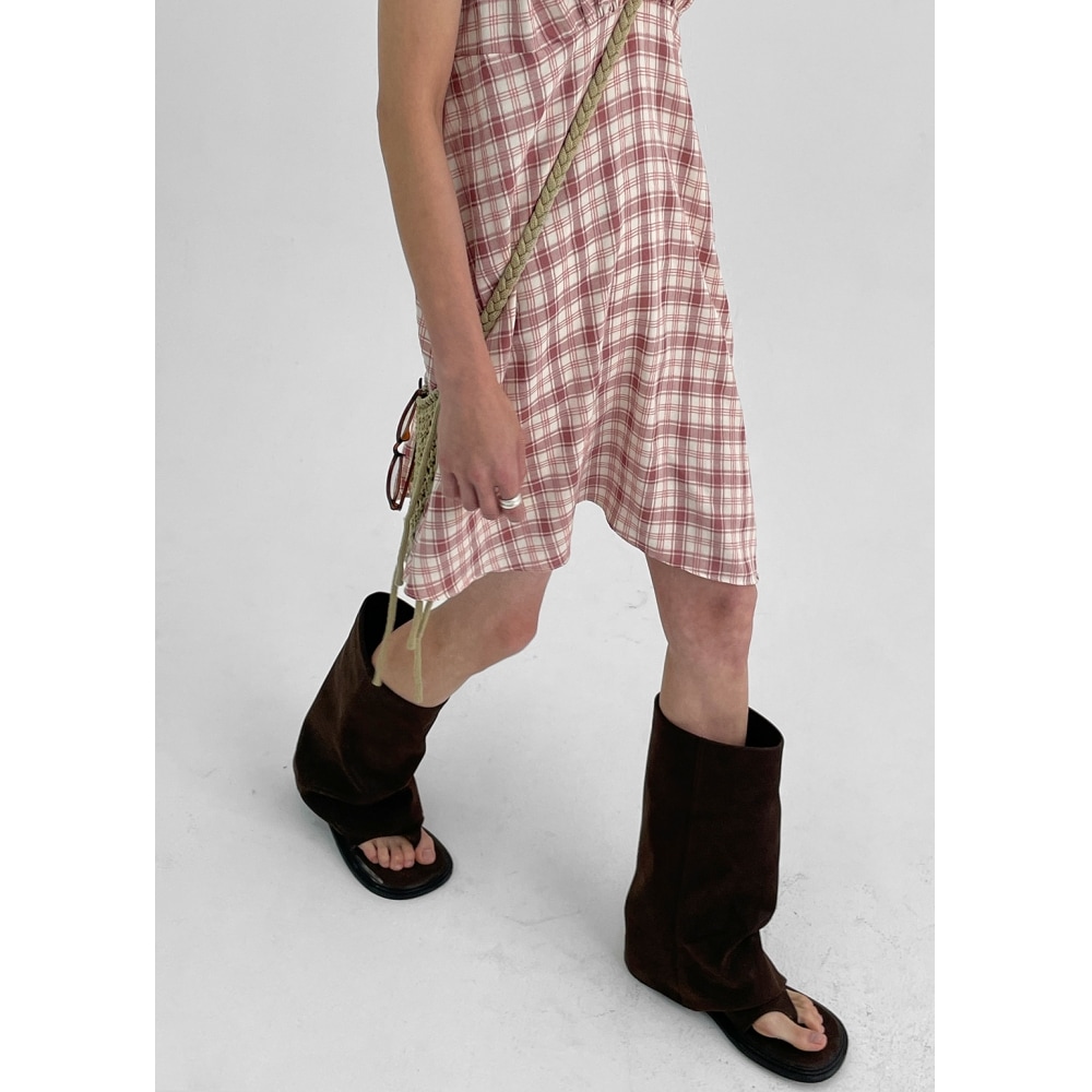 ブラックアップコレクティレザーフォールディングフォリットミドルブーツ