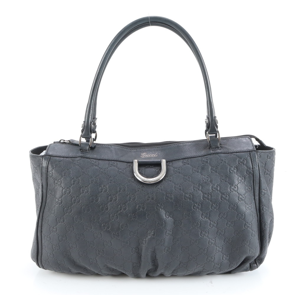 極美品 グッチシマ アビー 341491 レザー トート バッグ 肩掛け ショルダー ハンド 本革 ネイビー 紺 A4 レディース RUM DF23-6 中古