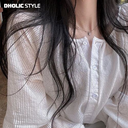 ストライプパフスリーブブラウス・p680945