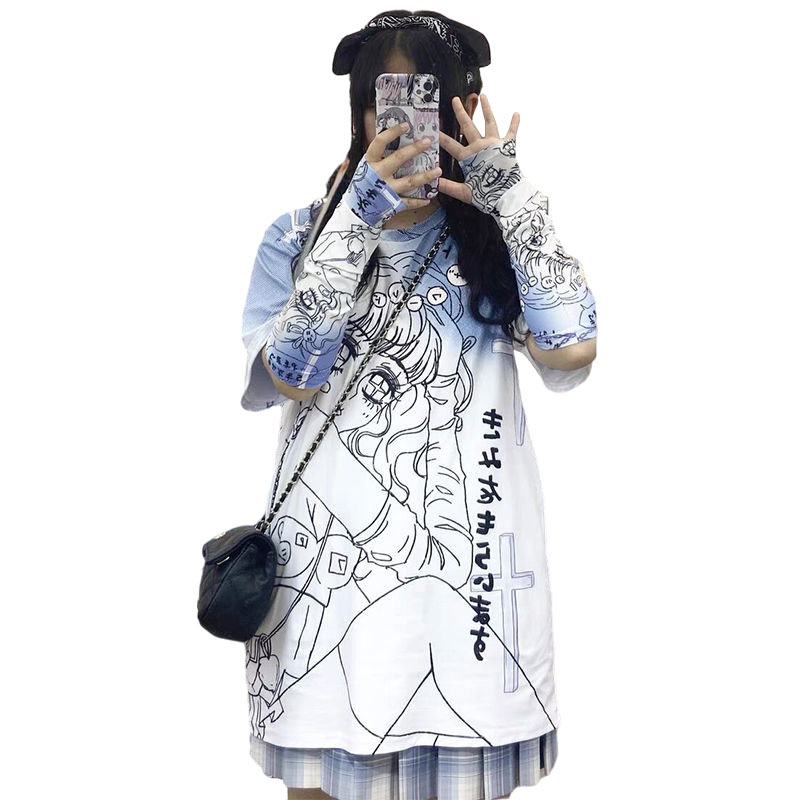 春服 長袖 デザイン Tシャツ 個性的 量産型 イラスト 病み かわいい 最安値で