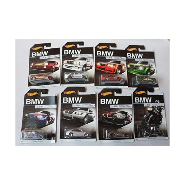 Hot Wheels EXCLUSIVE BMW SERIES SET OF 8 RED BMW M1， WHITE 92 BMW M3， ORANGE BMW E36 M3 RACE， GREEN