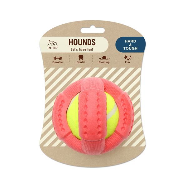 (まとめ)ハウンズ クロスボール レッド3セット (犬用玩具)