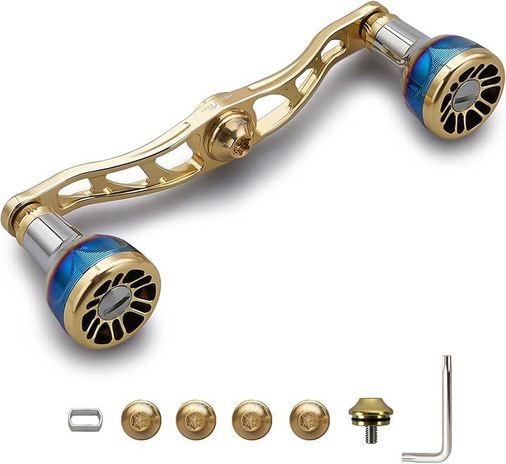 V2.0 105/115mm ベイト リール ハンドル 航空アルミ製 シマノ ダイワ アブガルシア 通用 Engn series 1074(ゴールド, V2.0 - 105mm)