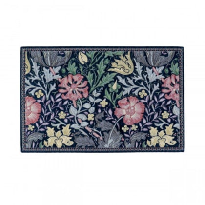 川島織物セルコン Morris Design Studio コンプトン マット 約60×92cmFH1713 DB ダークブルー