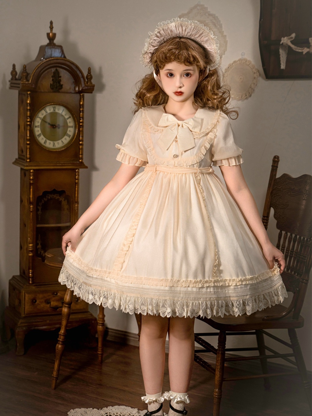 lolita地雷パーカーロリータ ワンピース ゴスロリドレスドールキャビネット-夏半袖ドレススカートかわいいロリータドレス半袖プリンセスドレス