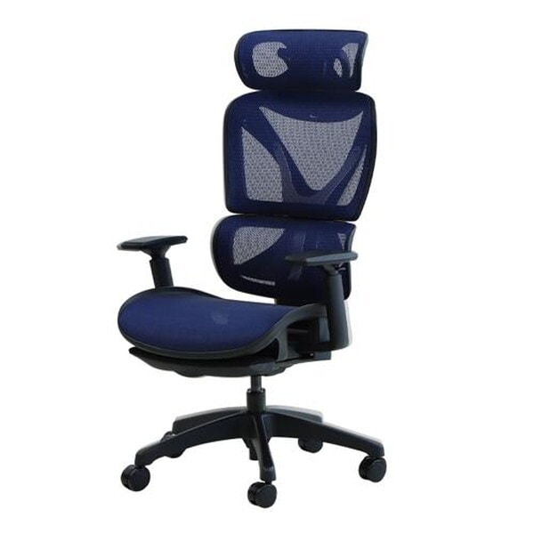 Netforce DX-1H-BK-W-BL インディゴブルー ダイナミクスエックスチェア マットブラックフレーム ヘッドレスト付き メーカー直送