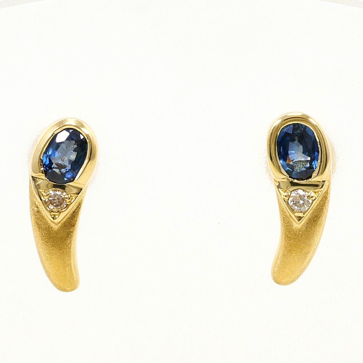 K18 18金 YG イエローゴールド ピアス ダイヤモンド 0.02ct サファイア 総重量約1.9g ジュエリー 中古