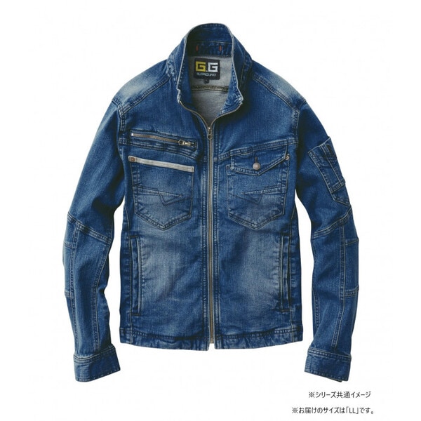 1092-00 デニムブルゾン LLサイズ ミッドインディゴ(557) G.GROUND