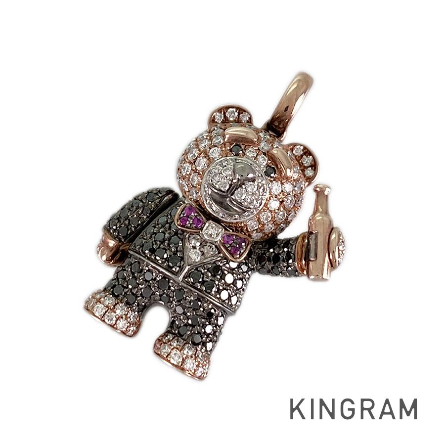 ペンダントトップ K18PG ダイヤモンド ルビー sss【中古】