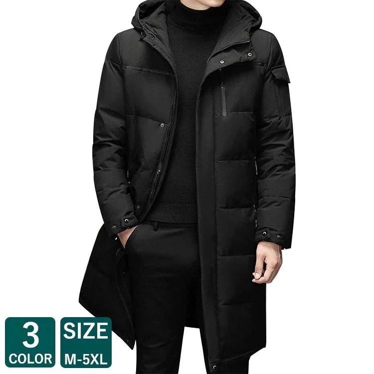 ダウンコート メンズ ロング丈 ダウンジャケット 無地 ライトダウン 大きいサイズ 防寒 防風 シンプル 人気 暖かい オフィス 通勤 秋冬 VIVISHOW