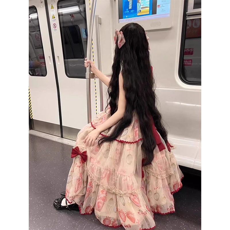 ロリータ ロリータトリプルJSK蝶結びレッドホルタードレスビッグヘムドレス