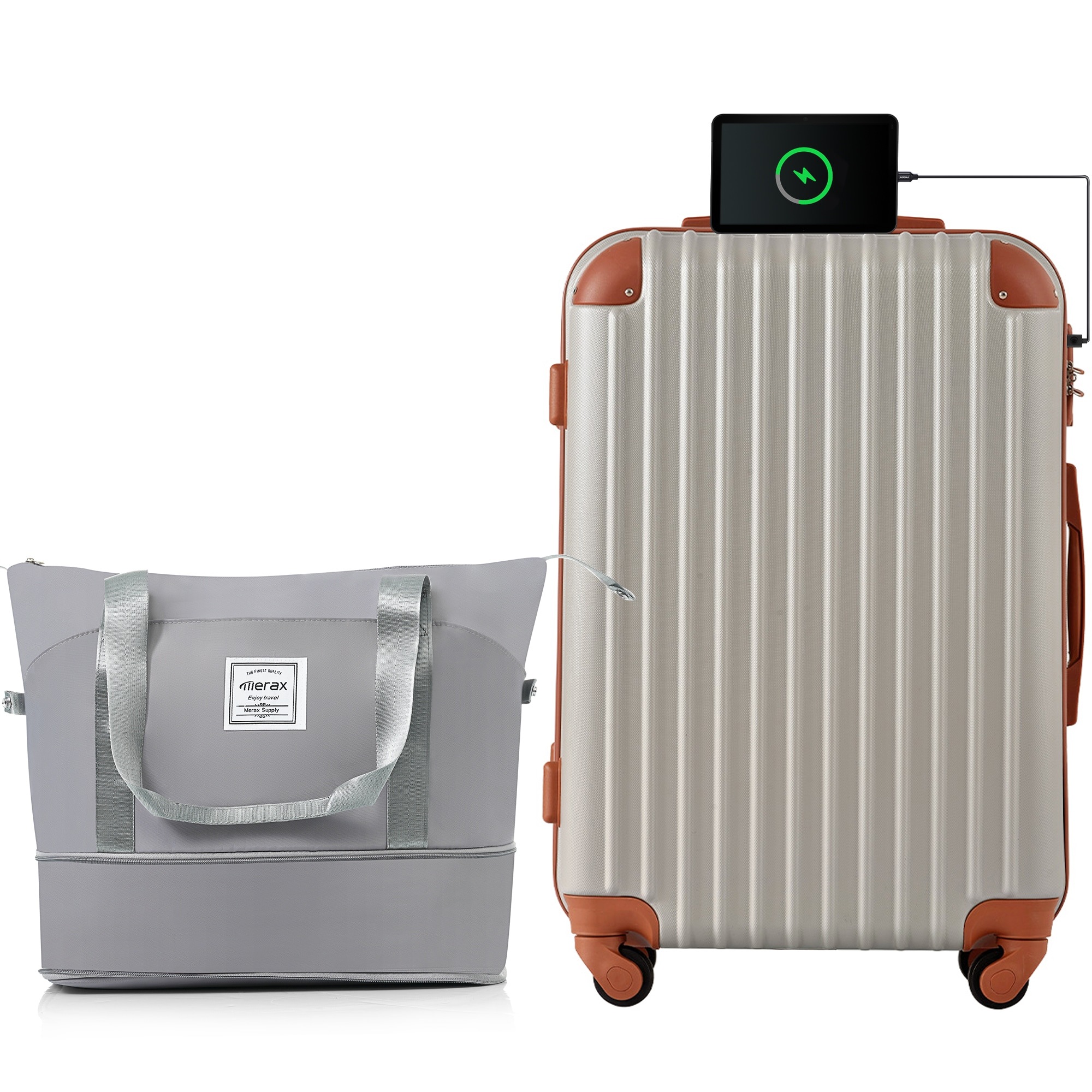 【195】スーツケース Mサイズ USB充電ポート付き ドリンクホルダー付き キャリーバッグ キャリーケース 4日 7日 中型 TSAロック搭載 トートバッグ ハンドバッグ レディース バッグ 手提げ