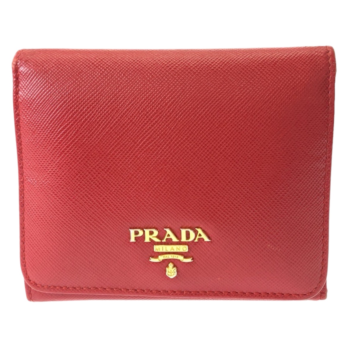 サフィアーノ レッド ゴールド金具 レザー 折財布 コンパクトウォレット レディース 407802