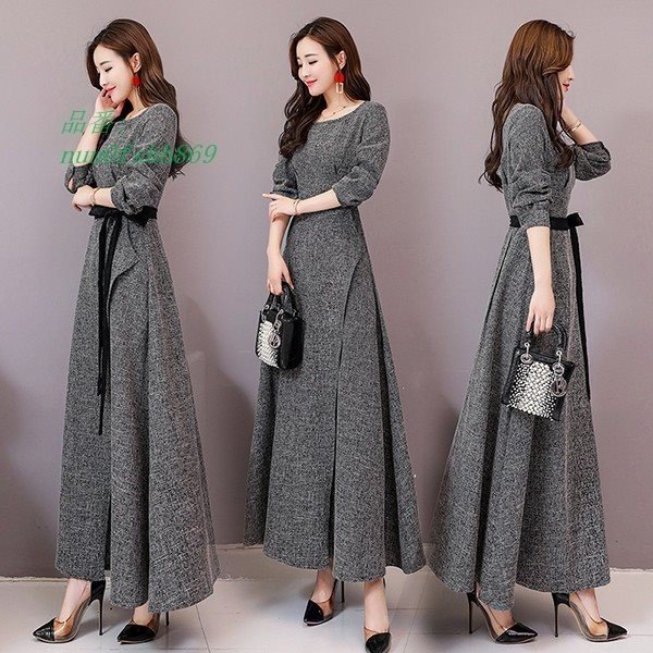 パーティードレス 謝恩会 披露宴 韓国風 30代 長袖 袖あり 上品 結婚式 40代 着痩せ 大きいサイズ ロング 二次会 フォーマルドレス マキシワンピース お呼ばれ