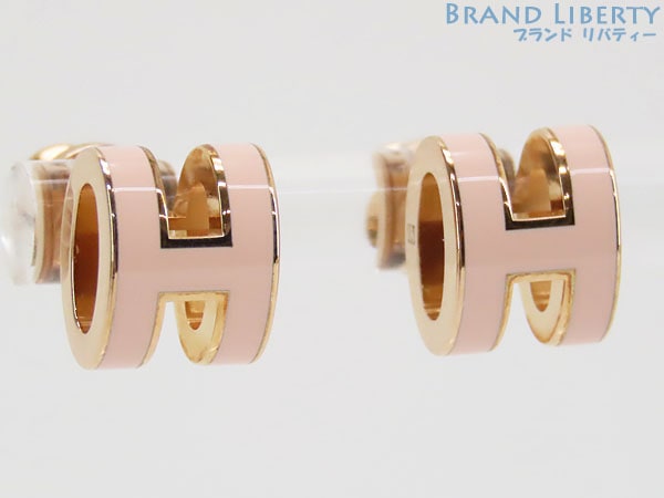 新品同様エルメスミニポップHポップアッシュHモチーフピアスローズドラジェライトピンクローズゴールドピンクゴールド