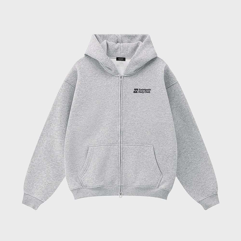 SP CLUB OVERFIT HOOD ZIP UP-MELANGE GREY