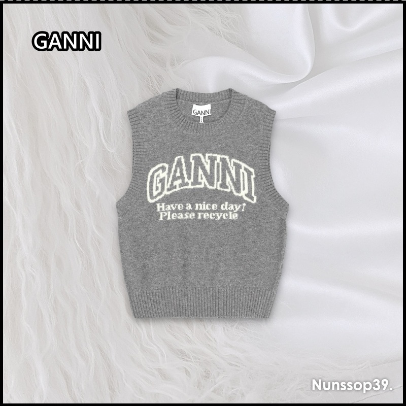 GANNI K2308 523 グラフィックウールベスト