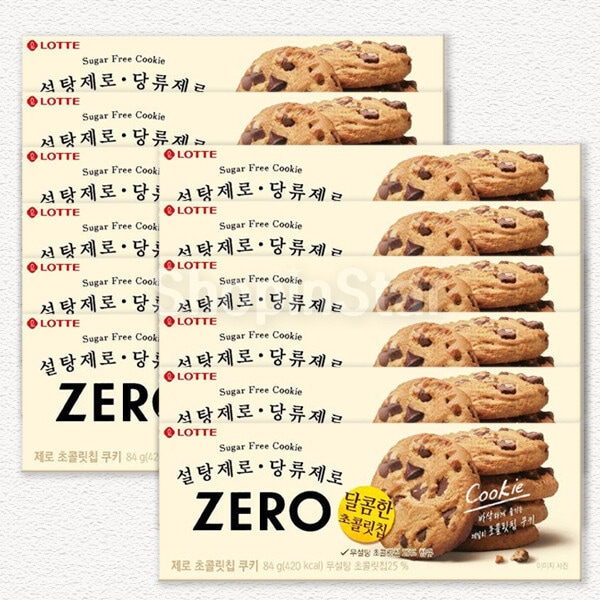 ロッテ製菓 ゼロチョコレートチップクッキー 84g 12個 無砂糖ビスケット
