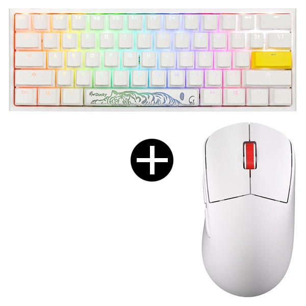 dk-one2-pro-rgb-mini-pw-silver ゲーミングキーボード(英語配列 / 有線) + Sprime sp-pm1-white ワイヤレスゲーミングマウス セット