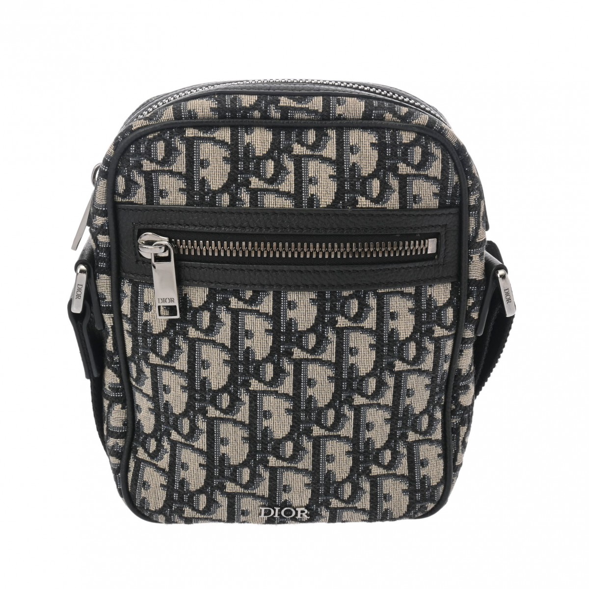 CHRISTIAN DIOR クリスチャンディオール オブリーク メッセンジャーポーチ ネイビー/ベージュ ユニセックス ジャガード レザー ショルダーバッグ ABランク 中古 銀蔵 93,170円