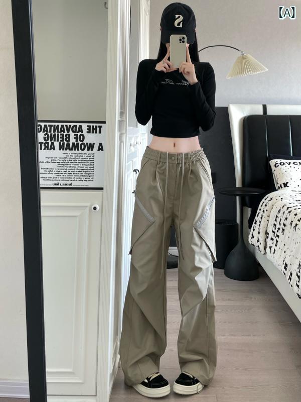 カーゴパンツ　メンズ　レディース TINB レトロ ラージ ポケット プリーツ オーバー オール 男女兼用 アウトドア 薄手 アメリカン カジュアル パンツ 春夏 パラシュートパンツ