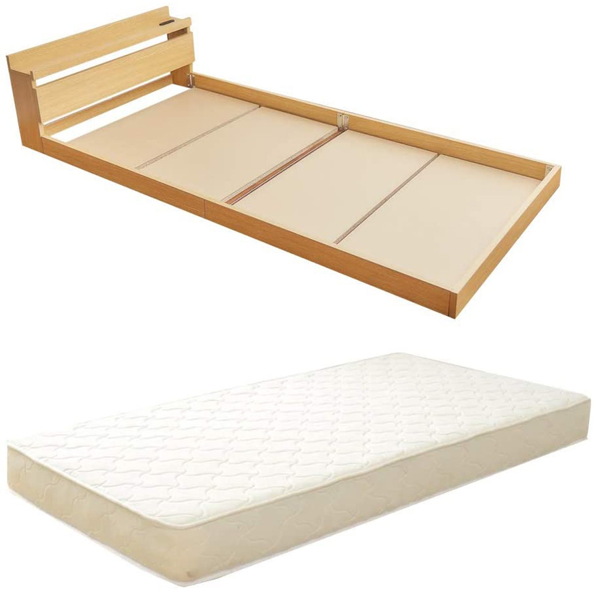 ベッド シングルベッド マットレスセット ローベッド フロアベッド【ボンネルコイルマットレス付き】