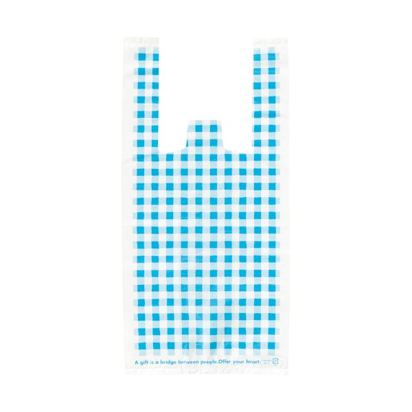 （まとめ） ヘッズブルーチェックレジバッグ ヨコ180xタテ370xマチ幅120mm BC-S 1パック（100枚） [x10セット]