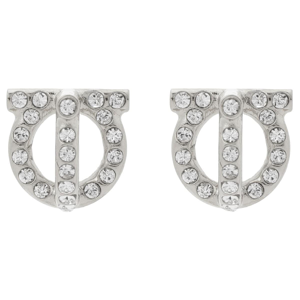 サルヴァトーレ フェラガモ ピアス Salvatore Ferragamo レディース 736295 760417 002 ガンチーニ 3D 立体 クリスタル パヴェ スタッド シルバー アクセサリー