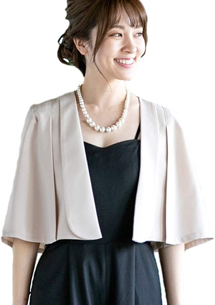 ボレロ ジャケット レディース ケープ 袖 フォーマル ジャレロ 羽織り 体型カバー ベージュ(A