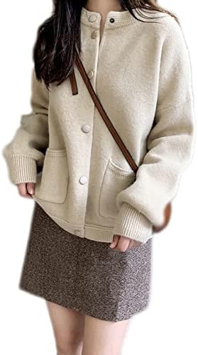 カーディガン レディース カジュアル レトロ スナップボタン 野球服 ショート丈 アウター 無地 トップス 厚手 普段着 シンプル 防寒 きれいめ お洒落 原宿系 ポケット付き おしゃれ ライフ 秋冬