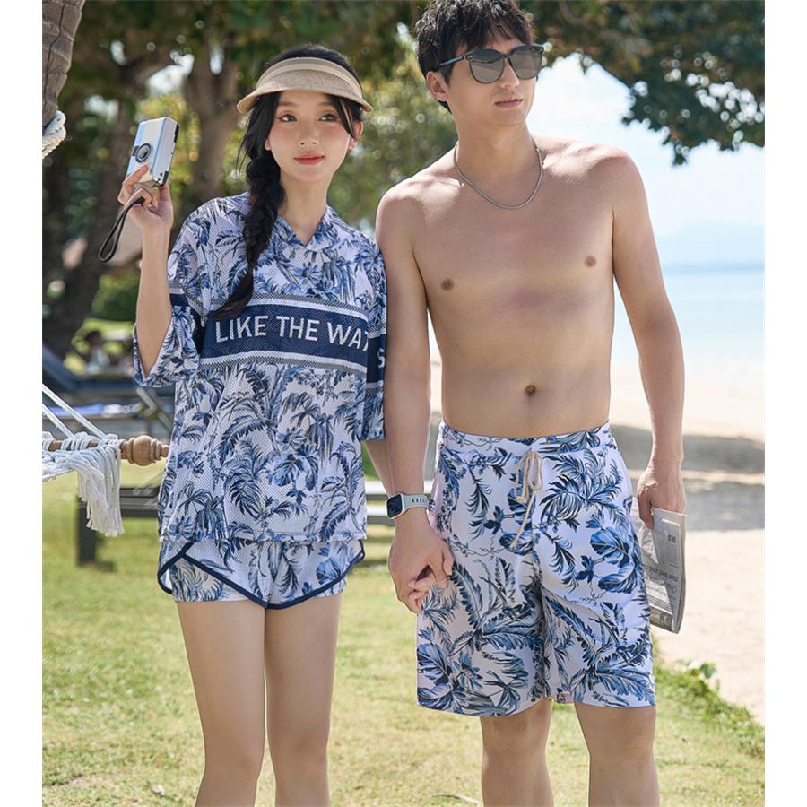 タンキニ 旅行 レディース ショートパンツ 水着セット カップル水着 男女ビーチウェア サーフパンツ メンズ ラッシュガード 夏ペアルック 海パン