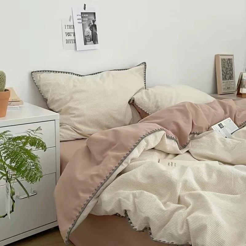 布団カバーシーツ敷パッド寝具ベッドマットレス布団カバーシーツカバー新しい シンプル 四点セット せんじょうめん is シーツ カバー枚 ベッド