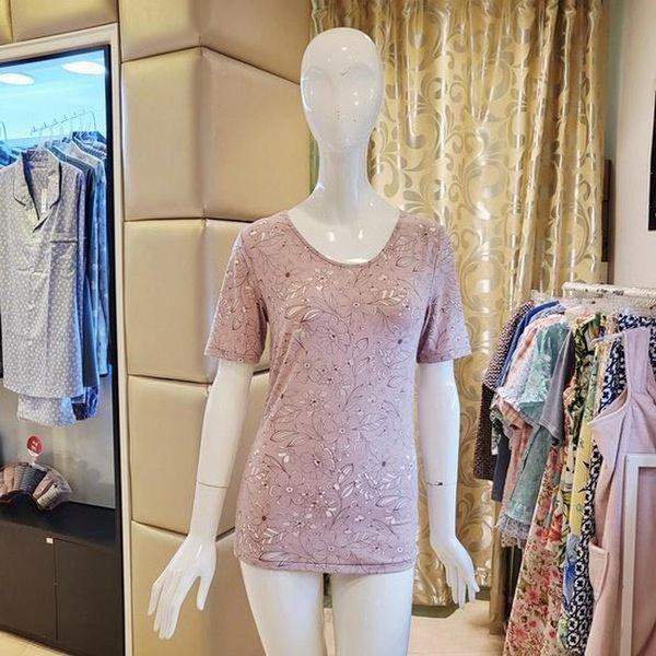 VLG6052A_柔らかいモダールバーンアウト女性半袖肌着