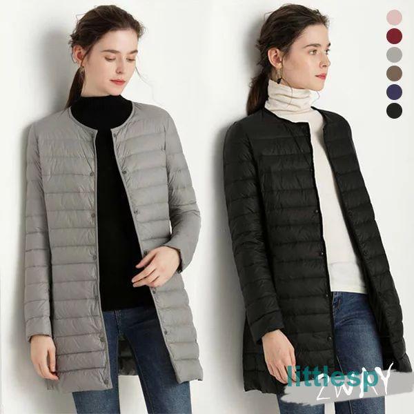 即納あり前開き キルティング インナーダウン レディース ロング ライトダウン 2way ダウンジャケット 前開き ロングダウン ダウンインナー ジャケット ノーカラー コー