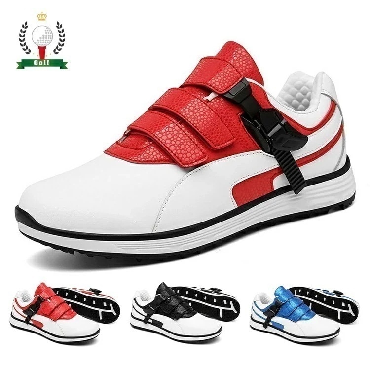 ゴルフシューズ メンズ スパイクレス レッド ブルー ブラック スニーカー 大きいサイズ 4E 幅広い フィット感 シューズ ゴルフ 軽量 動きやすい 防水性 耐久性 練習場 スパイク付き ビジネ