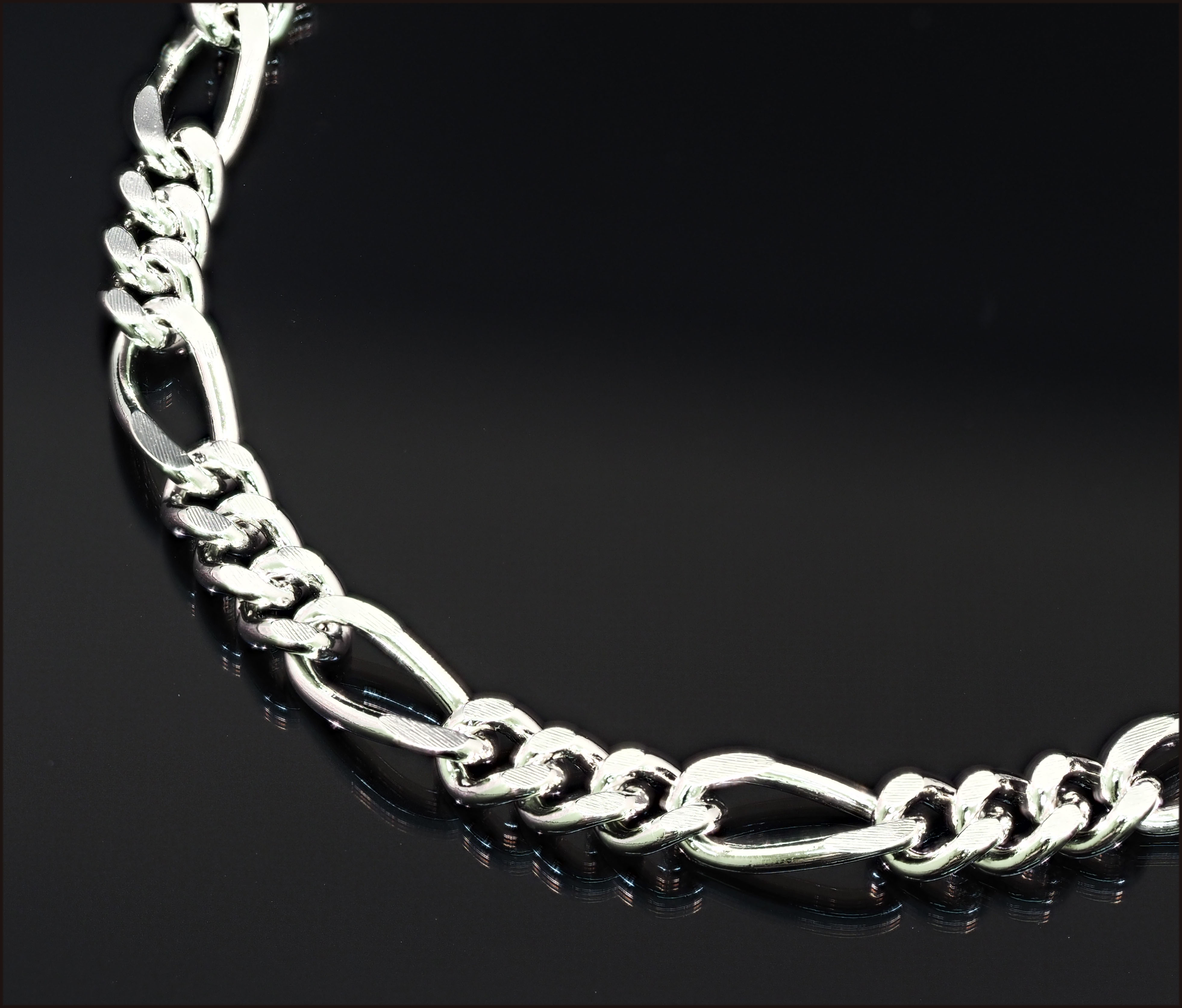 長さ 選べる プラチナ 仕上げ フィガロ チェーン ネックレス　メンズ 喜平