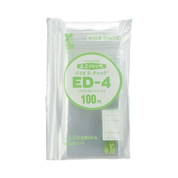 （まとめ）セイニチ ユニパック バイオ チャック付 ヨコ85タテ120厚み0.04mm ED-4 1パック（100枚） 10セット