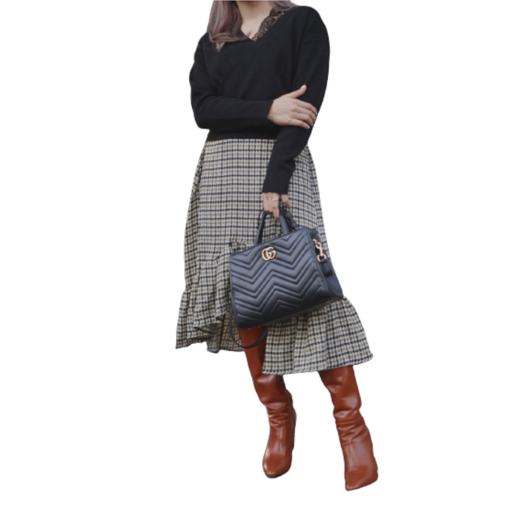 Lace Collar Docking Knit Sweater (black) A.D.G レディース トップス 5,680円